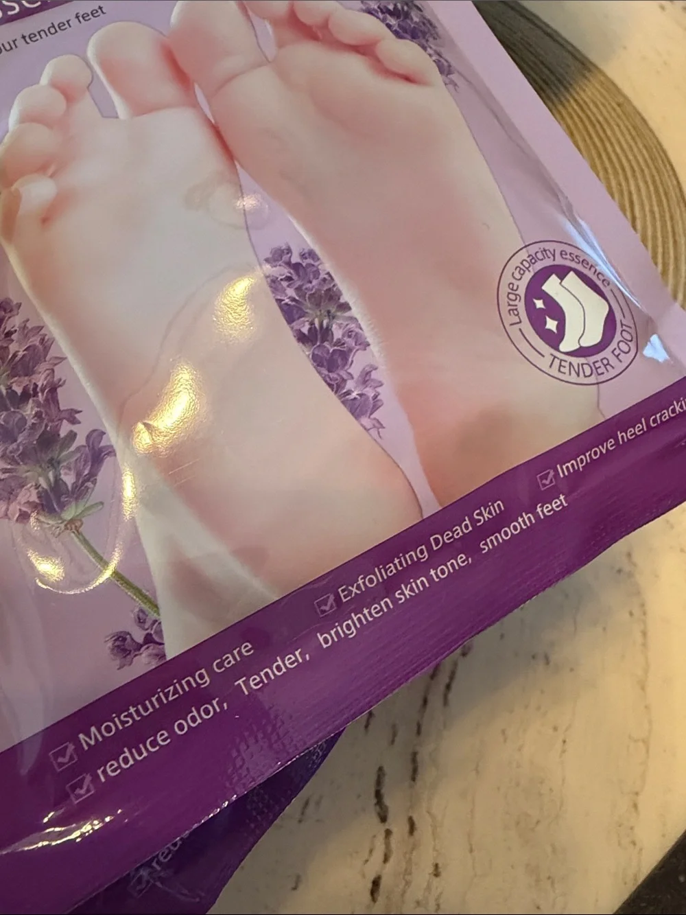 SADOER Lavender Exfoliating Foot Mask SET OF 2 Soothing Purple